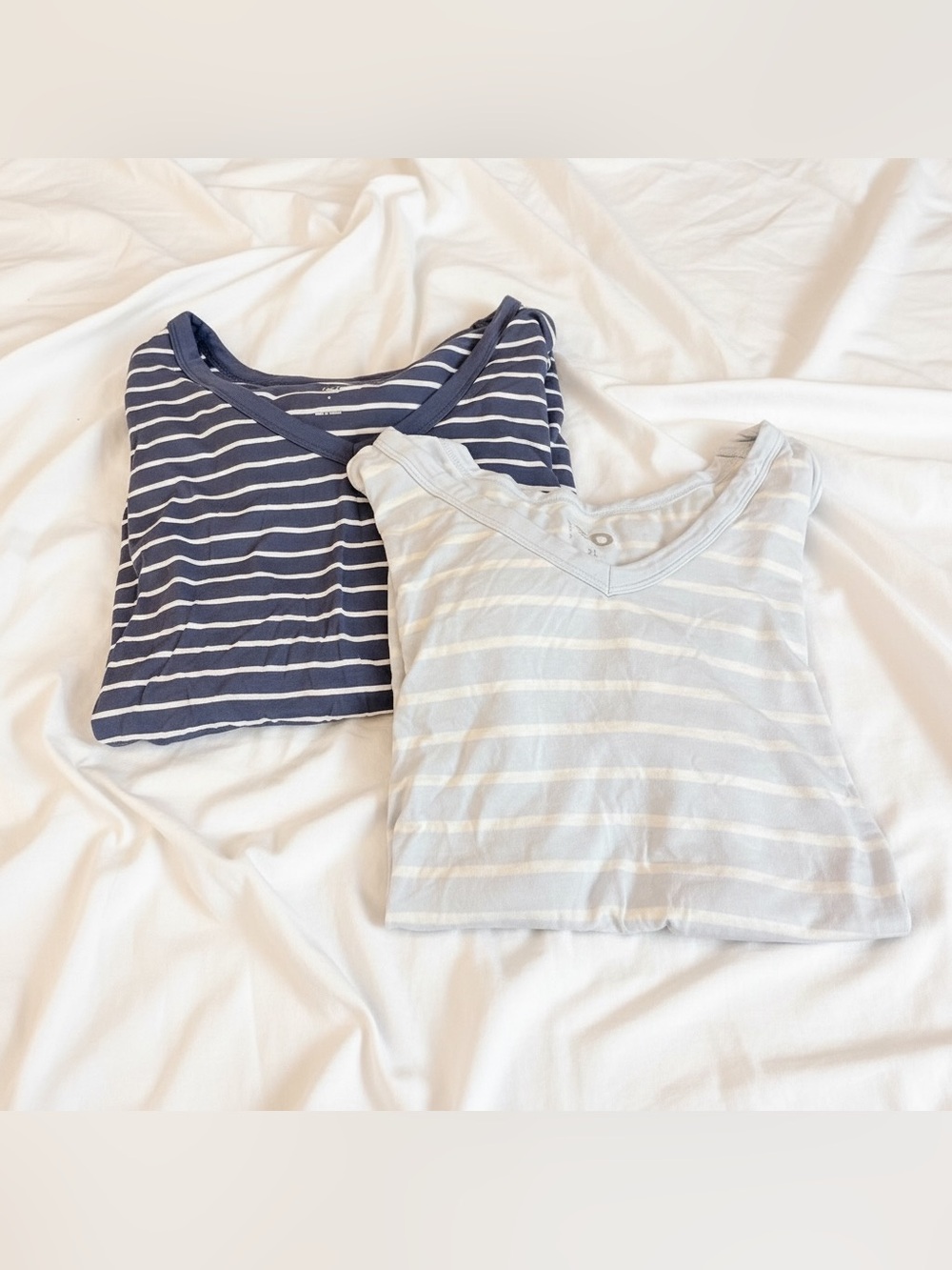 SO 2-Pack Striped T-Shirts Navy Light Blue L XL Super Soft Rayon